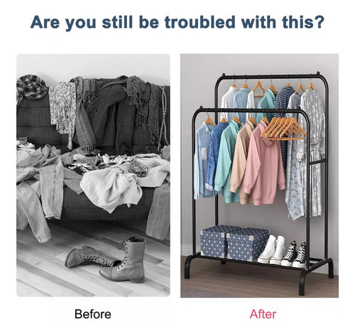 Perchero Doble Metal Organización Ropa Excelente Calidad