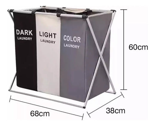 Canasto Ropa Sucia Cesto Organizador Triple Plegable Premium