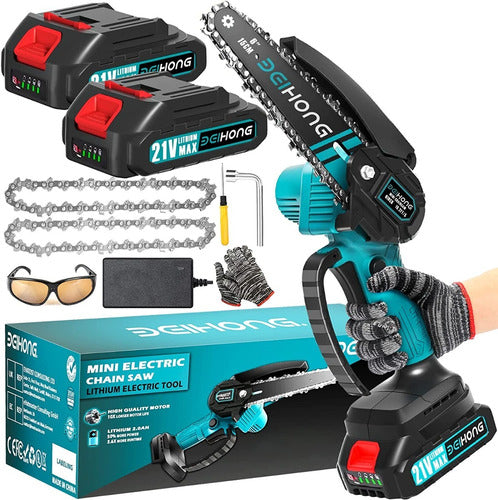 Mini Motosierra 6 Pulgadas 2 Baterías 21v 2 Cadenas Tgouy