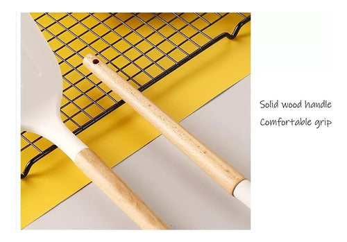 Juego Set Utensillos Menage Cocina Silicona Madera 11 Pzas