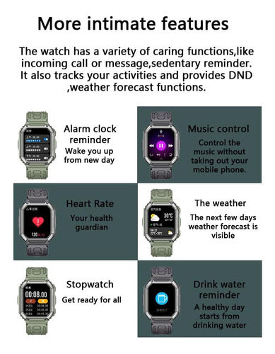 Smartwatch Deportivo Sumergible 50M con Llamadas Bluetooth y Monitor de Salud