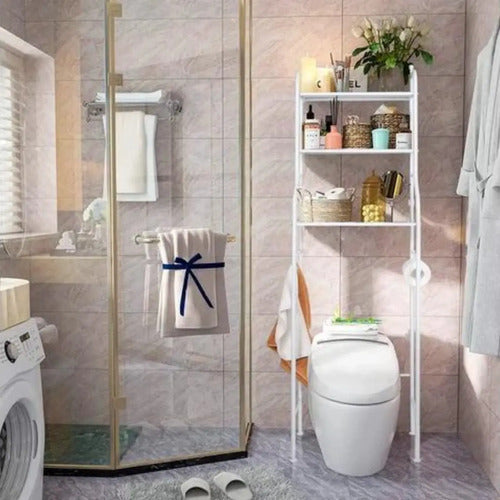 Estantería Baño Arriba Inodoro Aluminio Blanco Homey 3 Estantes