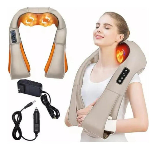 Masajeador Cuello Espalda Hombro Cintura Electrico Con Calor Blanco