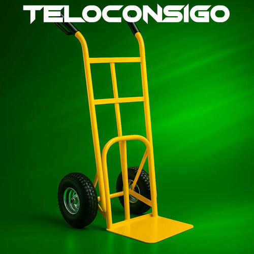 Carro De Carga Industrial Con Aleta 200kg - Rueda Inflable Amarillo