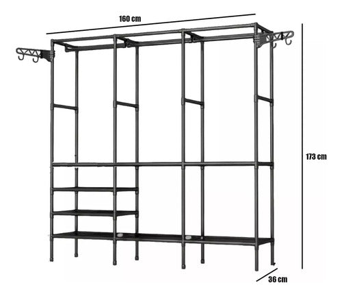 Organizador Multifuncional Ropero Con Perchero Y Estantes