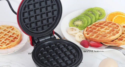 Mini Wafflera Eléctrica Antiadherente Portatil Redonda