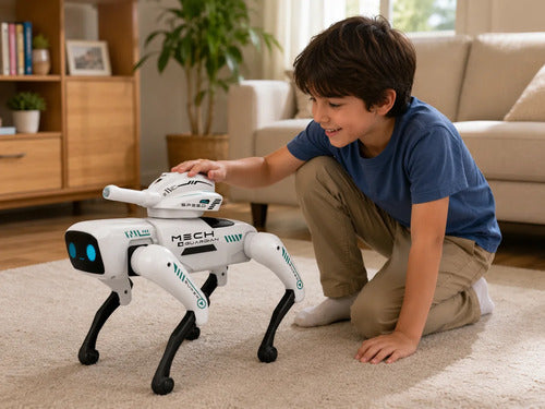 Perro Robot Inteligente Luz Interactivo Control Remoto Niños Perro Blanco