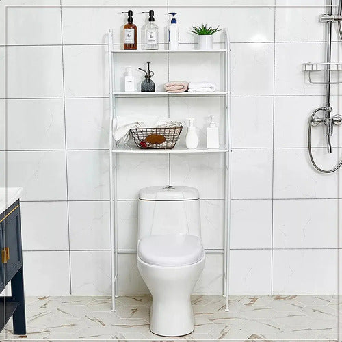 Estantería Baño Arriba Inodoro Aluminio Blanco Homey 3 Estantes