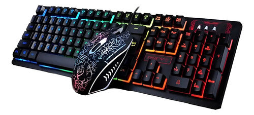 Kit Teclado + Raton Y Auriculares Gamer Iluminación Rgb Pc Negro