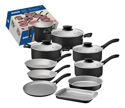 Batería De Cocina 14pz. Linz Negro 28299/007 Negro