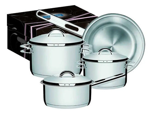 Juego De Batería De Cocina 4 Piezas Solar Tramontina 65510 Plateado