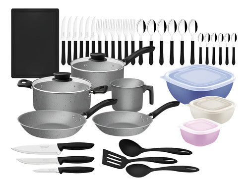 Batería De Cocina Tramontina 28399602 Con 44 Piezas De Aluminio Plomo Gris
