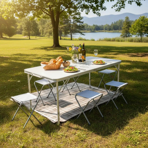 Mesa Plegable Camping Aire Libre 120x60x55cm