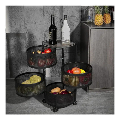 Organizador Multiuso 4 Canastos Giratorios Cocina Baño Negro