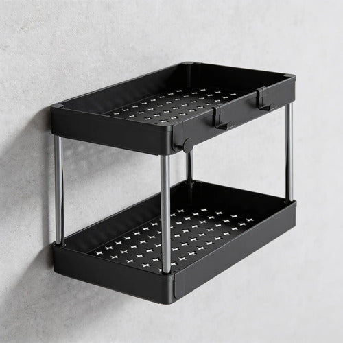 Organizador Multiuso Bajo Mesada 2 Niveles Cocina Baño Negro