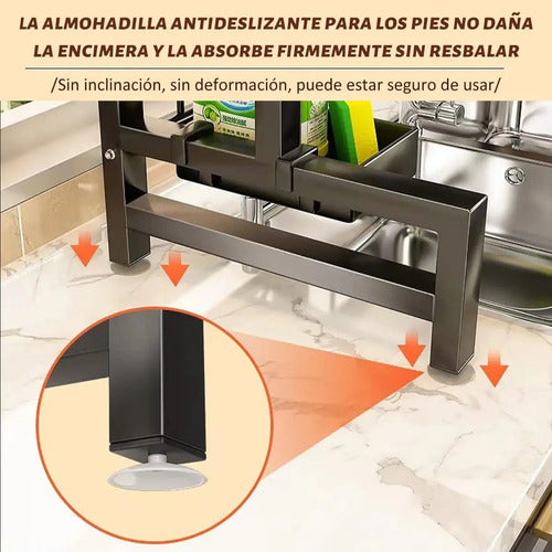Escurridor Vasos Platos Cubiertos 65 Cm Inoxidable Premium Negro