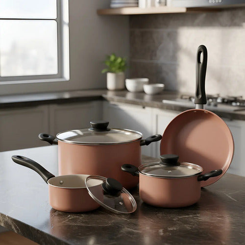 Bateria De Cocina Tramontina Juego 7 Pz Antiadherente Nude
