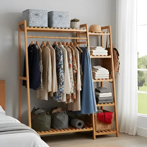 Perchero De Madera Con 5 Estantes Para Ropa Y Zapatos