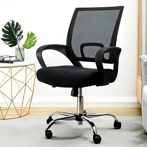 Silla De Oficina Doona X5 Negra Ergonómica Con Respaldo Negro Malla