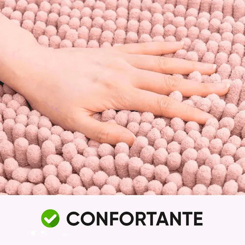 Alfombra De Chenilla Para Baño Gran Absorción Rosa