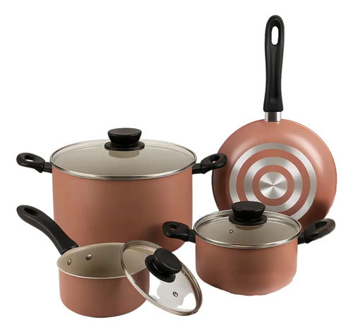Bateria De Cocina Tramontina Juego 7 Pz Antiadherente Nude