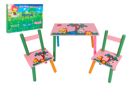 Set De Mesa Con Sillas Infantil Con Diseño Animalitos