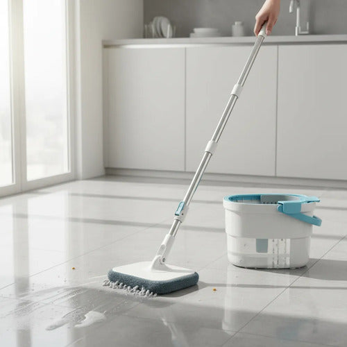 Mopa Cuadrada De Microfibra Con Balde Set De Limpieza