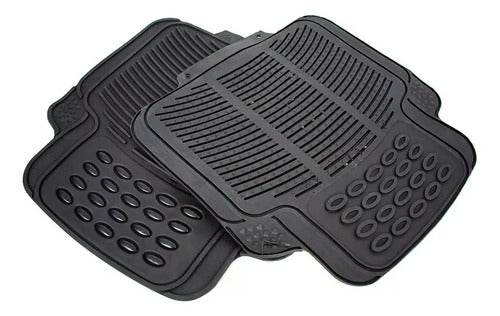 Alfombra De Auto 4pz De Goma Reforzada Lh-1072 Negro
