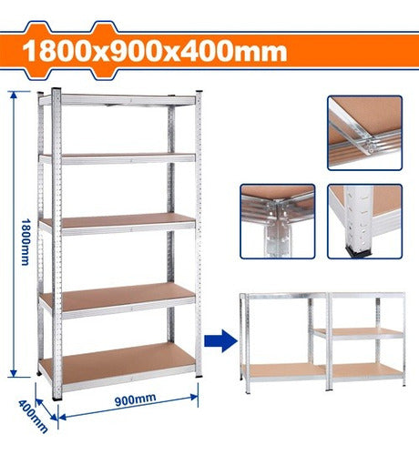 Estanteria 5 Niveles Ajustables 1800x900x400mm Wadfow