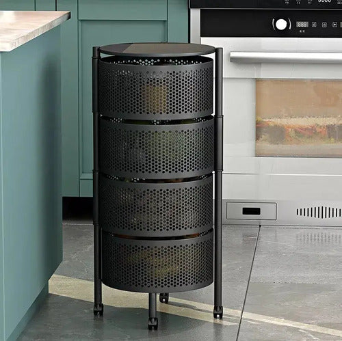 Organizador Multiuso 4 Canastos Giratorios Cocina Baño Negro