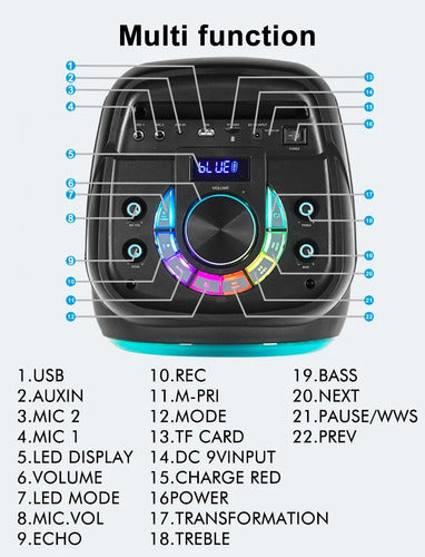 Parlante Inalámbrico 3000w 8  Dj Bluetooth