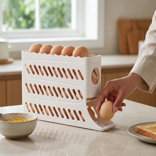Huevera Organizador Con Dispensador De Huevos 4 Niveles