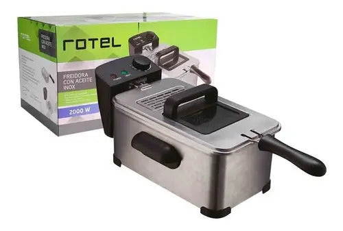 Freidora Con Aceite 2000w Rotel Acero Inox Color Gris