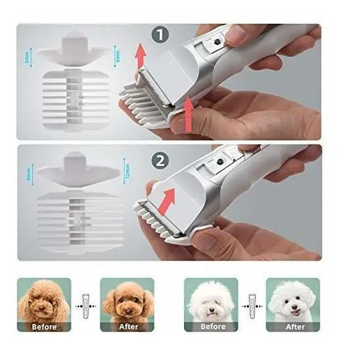 Maquina Cortar Pelo Inalámbrica Perro Gatos Mascota Tgouy Blanco