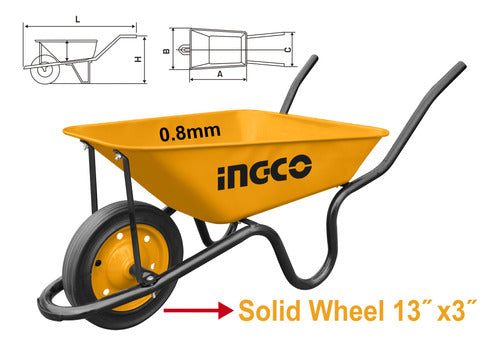 Carretilla 120kg 60l Rueda Solida Ingco