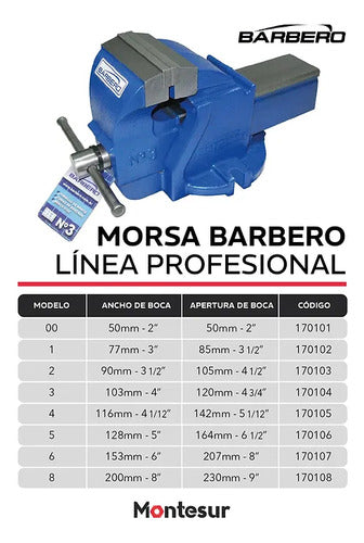 Morsa De Banco Fija No5 - Apertura 164mm Barbero