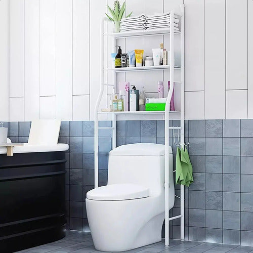 Estantería Baño Arriba Inodoro Aluminio Blanco Homey 3 Estantes