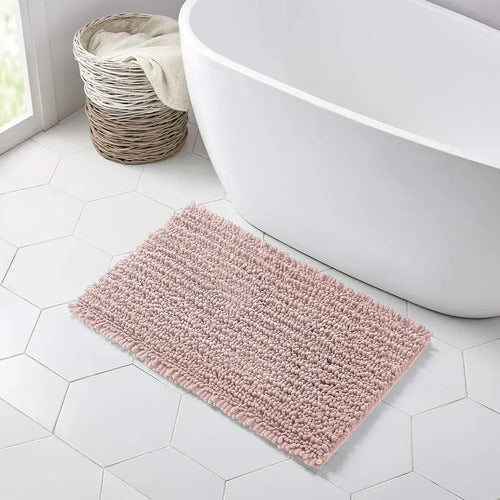 Alfombra De Chenilla Para Baño Gran Absorción Rosa