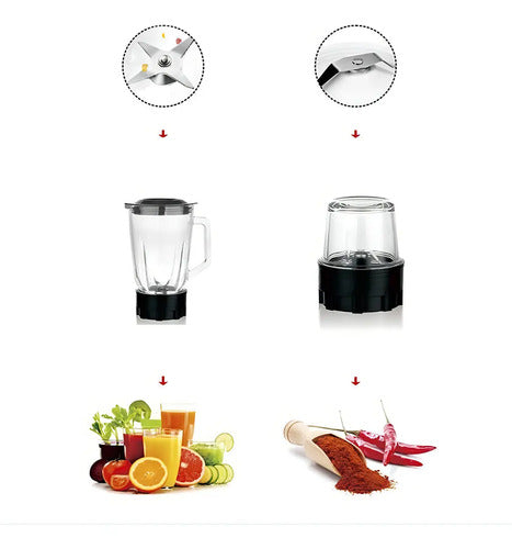 Licuadora Portátil Boma 1.5 850w Acero Inoxidable + Molinete Acero Inoxidable