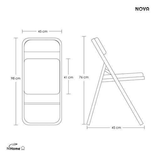 Silla Plegable Acolchonada Estructura De Metal Tapizada Liso Blanco Negro
