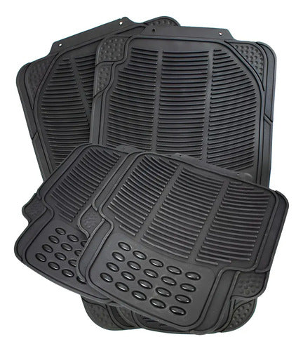 Alfombra De Auto 4pz De Goma Reforzada Lh-1072 Negro
