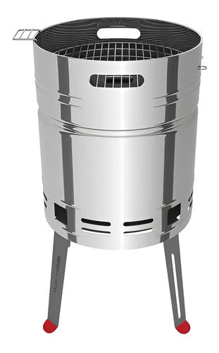 Grill A Carbón Asador Tcp 400 Acero Inoxidable Tramontina Color Cromo Brillante