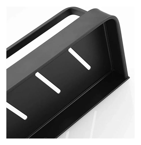 Estante Para Baño Minimalista Con Toallero Y Ganchos Negro