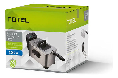 Freidora Con Aceite 2000w Rotel Acero Inox Color Gris