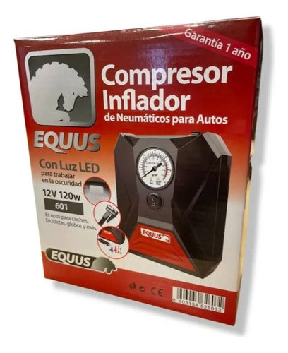 Compresor Inflador De Neumáticos 12v C/luz Led Equus