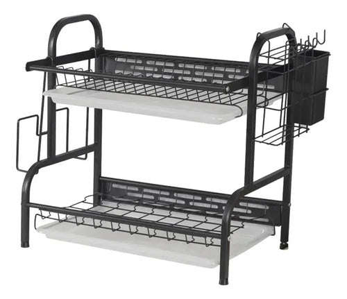 Escurridor De Platos 2 Niveles De Metal Escurre Platos Negro