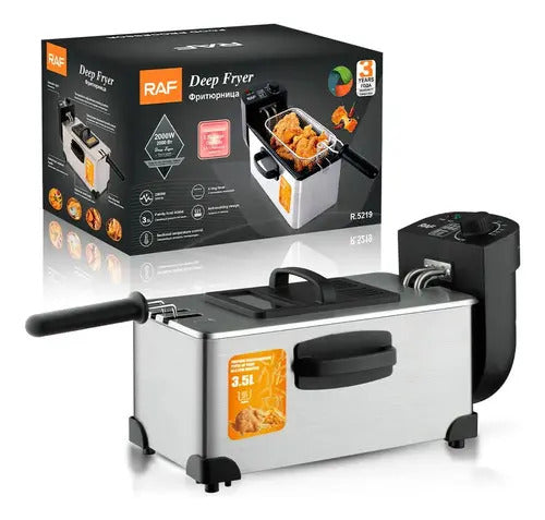 Freidora Eléctrica Raf R.5219 De 3.5l 2000w Fryer Negro 60hz Gris