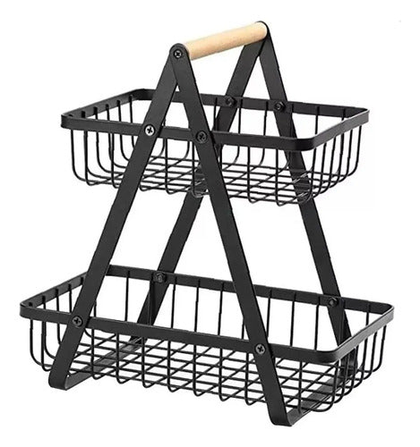 Canasto Organizador De Frutas Y Verduras 2 Niveles Negro
