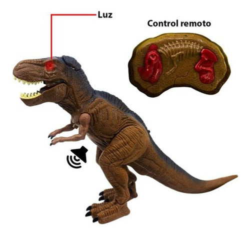 Dinosaurio Con Control Remoto Luz Y Sonido