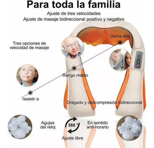 Masajeador Cuello Espalda Hombro Cintura Electrico Con Calor Blanco